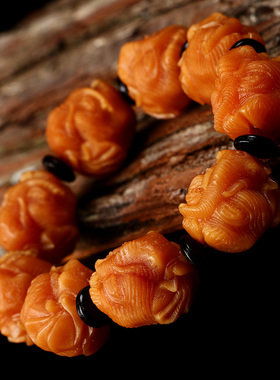 现货速发风化菩提根手串貔貅吉象大象佛珠手链手工精雕菩提子文玩