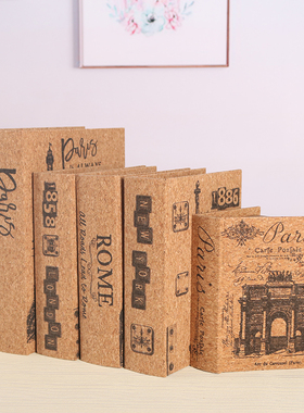 现货速发欧式复古实木装饰书假书收纳书盒子摄影道具橱窗摆件