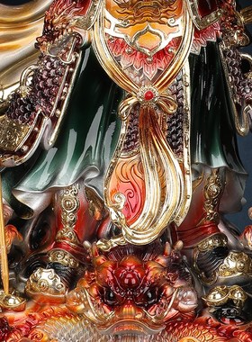 现货速发树脂九龙关公神像供奉像绿袍武财神关二爷摆件店铺招财关