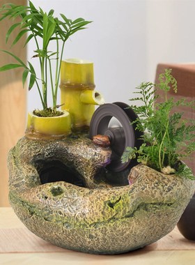 现货速发创意假山桌面流水喷泉摆件轮招财室内水晶球盆景装饰开业