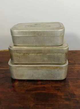 7080年代老式铝饭盒怀旧老物件食堂餐具餐盒药盒复古道具装饰摆件