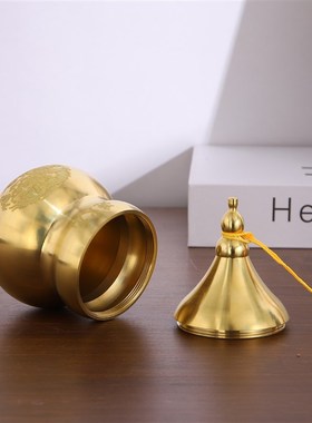 黄铜避火龙瓶黄色流苏家居厨房西北角化J解套装黄铜葫芦风水摆件