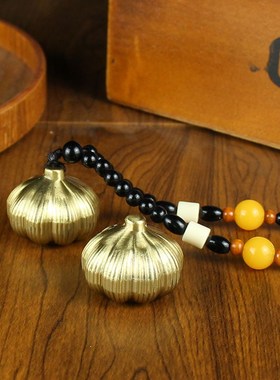 黄铜胜算在握手把件创意铜器可旋转纯F铜金属工艺品大蒜摆设小铜