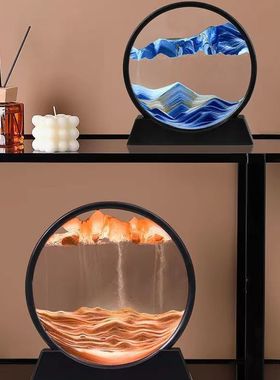 新疆西藏包邮轻奢3D流沙画摆件解压沙漏桌面装饰品摆件男女礼品礼