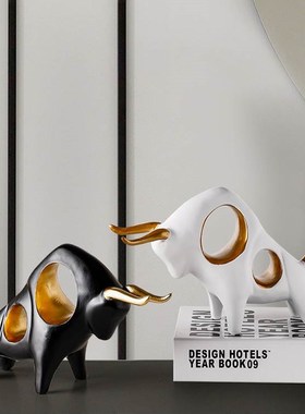 北欧轻奢家居装饰品电视柜客厅玄关酒柜办公室桌面招财牛摆件创意