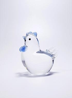 小母鸡可爱生日礼物水晶玻璃创意摆件12生肖动物属相琉璃车载饰品
