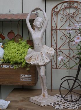 铸铁锈色美人鱼刺猬芭蕾舞女孩摆件花园庭院装饰做旧桌面工艺品