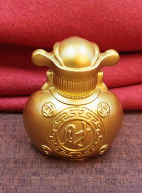 沙金实心黄铜笑脸财神爷桌面摆件沙金元宝财神工艺品礼品装饰品
