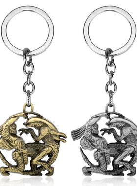 欧美影视周边异形大战铁血战士钥匙扣外星人汽车钥匙圈链合金挂件