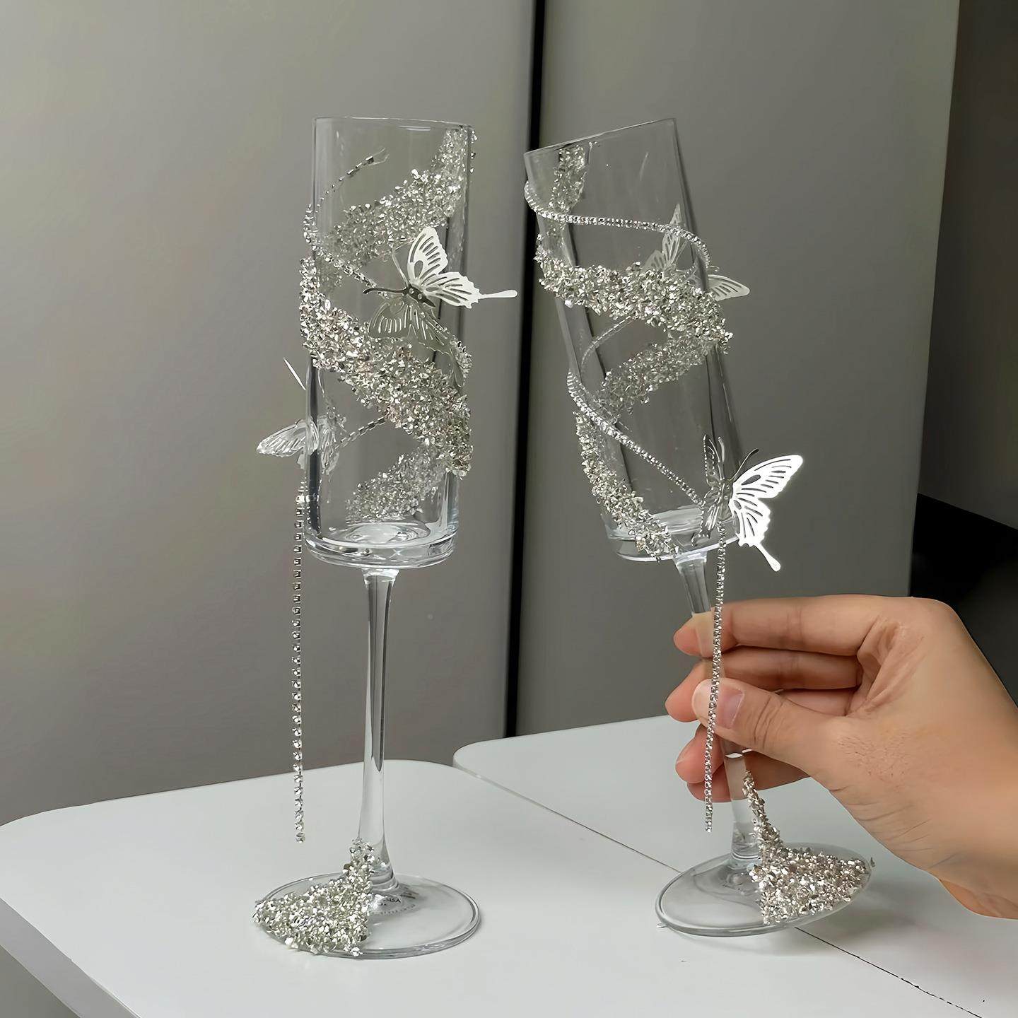 结婚敬料酒杯大高脚杯婚礼创意钻diy材结婚创意包碎粘贴酒杯超送,淘宝优惠券,粉丝福利购,淘宝优惠卷