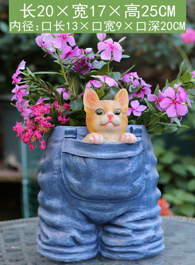 树脂小猫创意个h性大号多肉植物花盆花器 园艺摆件花园装饰 庭院