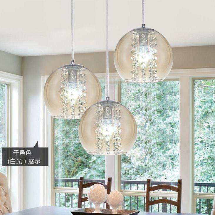 现代简约创意个性圆球玻璃灯休闲餐厅水晶吊灯led吧台三头吊灯,淘宝优惠券,粉丝福利购,淘宝优惠卷