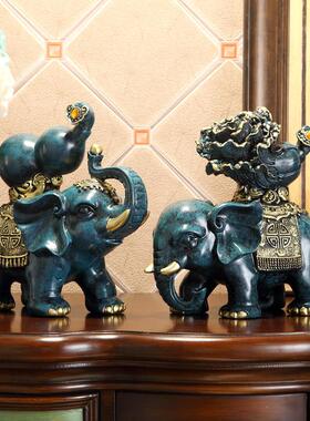 一对大象摆件厅电视柜酒办柜公室摆艺设工品创意礼JR202042品客家