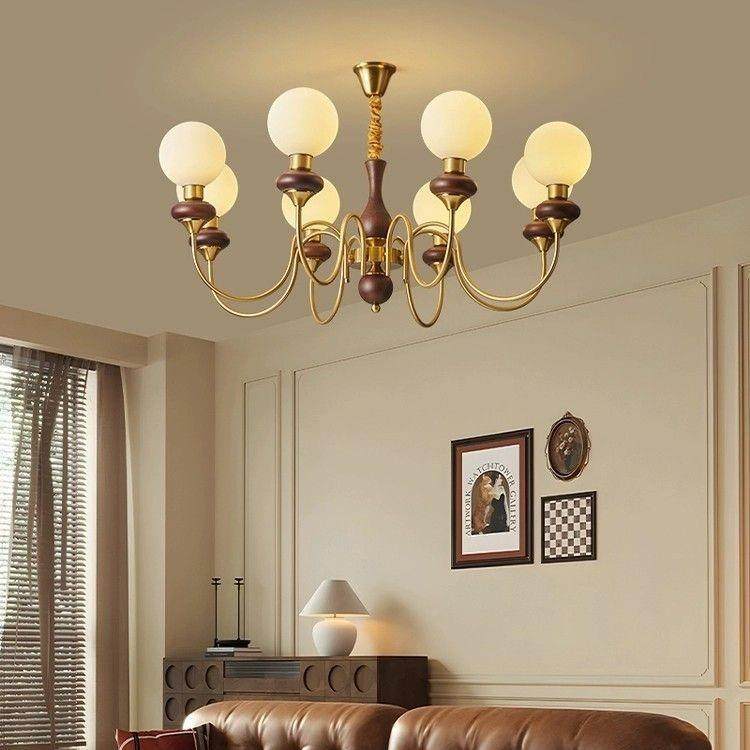 全客厅灯吊厅灯美式复古胡桃木色古餐灯中793风光谱护眼大厅卧室,淘宝优惠券,粉丝福利购,淘宝优惠卷