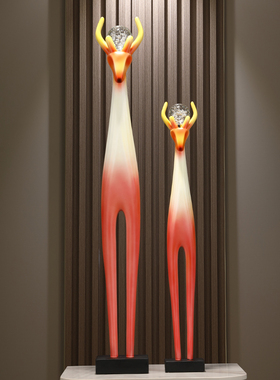 入户玄关壁龛摆件招财q鹿细长竖高级感客厅电视柜软装饰抽象艺术