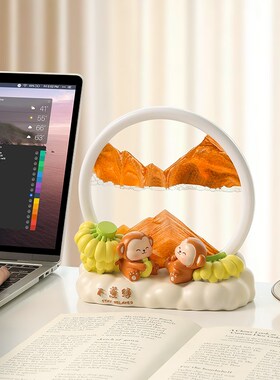 可爱熊猫放青松流沙画摆件办公桌面装饰禁止蕉绿治愈解压毕业礼物