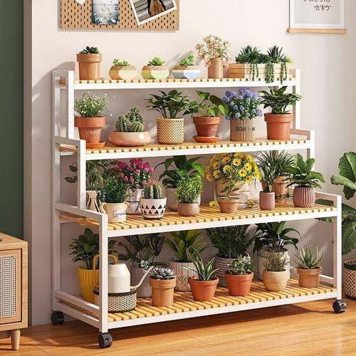 2025新款花架可移动带轮置物架阶梯客厅落地式多层花架子阳台室外 - 图1