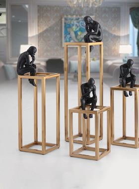 思考者摆件欧式梯子家居饰品客厅玄关酒柜装饰品创意书房桌面摆设