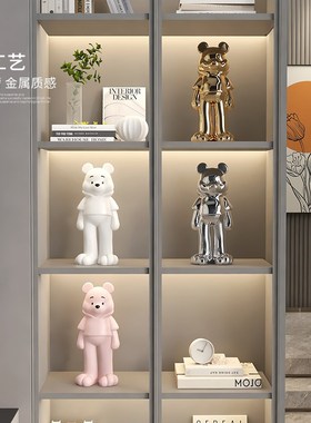 电镀暴力熊客厅摆件高端大气酒柜装饰玄关L套装电视柜乔迁新居布
