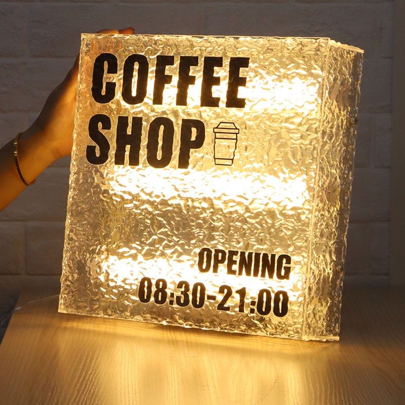 ins石头纹亚克力灯箱广告牌定做 户外门头店铺挂墙式led发光招牌,淘宝优惠券,粉丝福利购,淘宝优惠卷