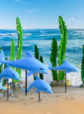 户外园林景观仿真海o豚雕塑花园庭院摆件海洋主题沙滩水池装饰造