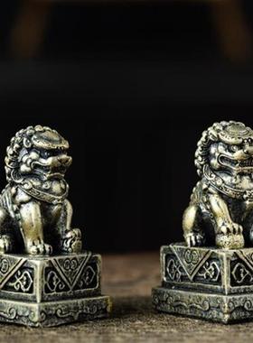 镇宅神兽迷你小石狮子小号桌面中式茶宠清水混凝土微景观装饰摆饰