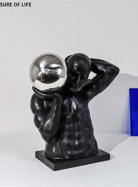 北欧现代样板房售楼部树脂工艺品抽象人物雕塑摆件客厅电视柜摆设