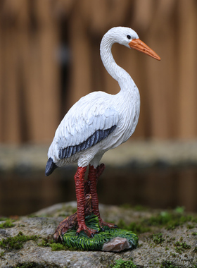 创意白鹭摆件仿真动物仙鹤庭院花园微景观盆景假山鱼池造景装饰品