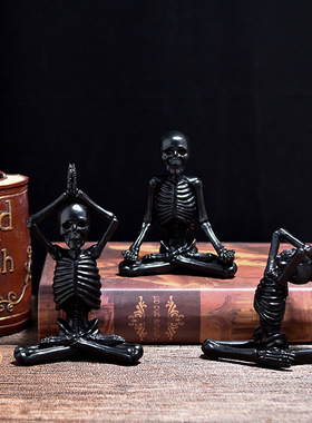 万圣节鬼节瑜伽骷髅人物装饰品摆件骷颅树脂工艺品小摆设拍摄道具