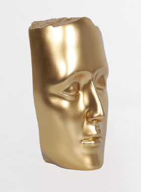 可凡轻奢金色人脸面具雕塑样板房间客厅摆件北欧后现代人像摆件