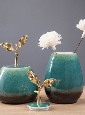 新中式陶瓷家居装饰品摆件客厅电视柜博古架桌面创意乔迁新居礼品