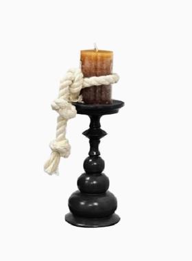 现代样板房间中古摆件葫芦木纹烛台黑古铜色雕塑软装饰品后现代