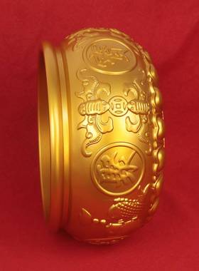 黄铜双鱼八福聚宝盆摆件特大聚宝盆家用前台办公室工艺品招财摆件