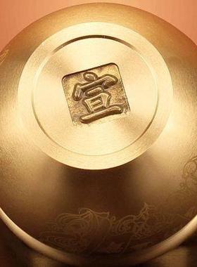 招财进宝百福铜缸纯黄铜米缸聚宝盆摆件客厅家居聚财小铜盆存钱罐