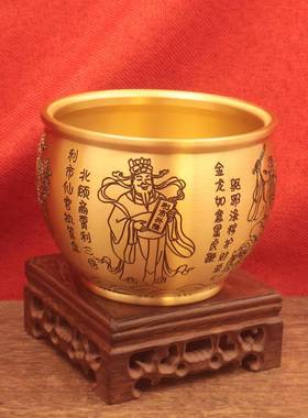 黄铜百福缸米缸聚宝盆摆件招财家居装饰办公室招财工艺品摆件