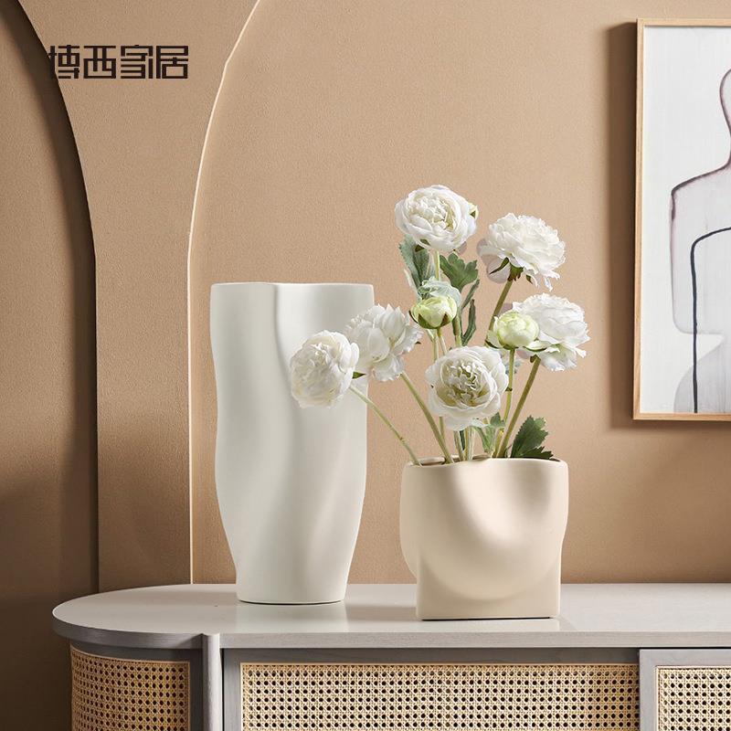 X2022-DK异软形瓶ins风不规陶则瓷花摆件客厅花器花盆装饰品 - 图1