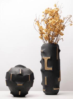 轻奢极创意树脂直筒花简瓶器样板房客厅茶LSZ0575几餐花桌饰面插