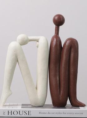 现代简约创意抽象树脂人物摆件酒店样板房会展厅会所装饰摆设