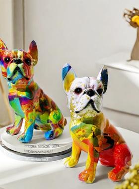 新款欧式家居歪头斗牛犬树脂家居摆件办公桌面装饰送礼