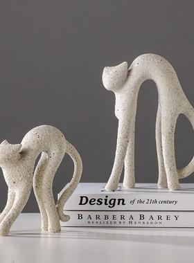 创意抽象猫个性艺术家居工艺品客厅玄关酒柜电视柜办公室轻奢高端