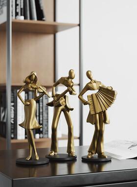 轻奢高档音乐演奏家抽象艺术人物摆件书房客厅酒柜家居饰品高级感