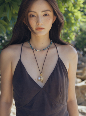 亮熙彩色玛瑙串珠叠戴度假项链