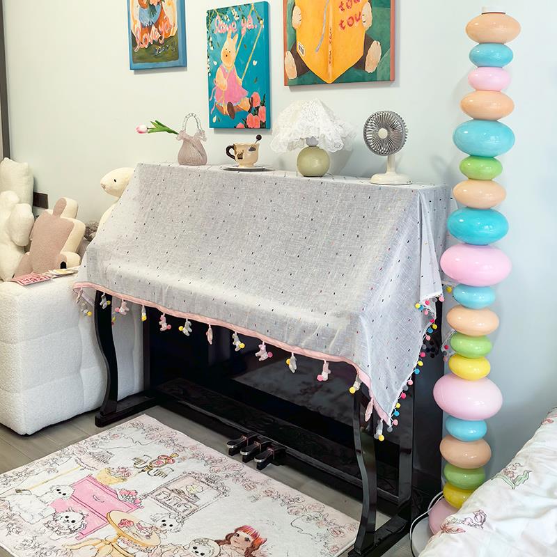 卡通创意小马公仔挂件钢琴布保护垫风琴防尘罩长方形桌布彩色毛线 - 图1