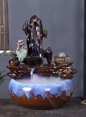 好货风水轮陶瓷循环流水摆件桌面客厅开业礼品办公室招财时来运转