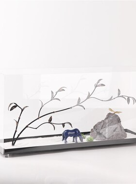 极速新中式现代创意假山摆件样板间售楼处家居茶室禅意软装装饰摆