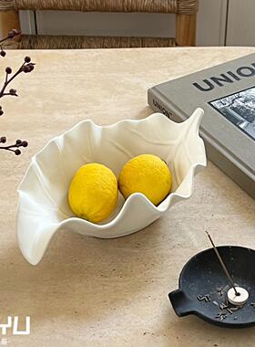 侘寂风树叶首饰珠宝香薰果盘置物托盘陶瓷高级感玄关钥匙收纳摆件