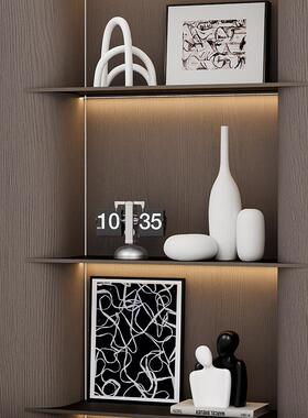 现代侘寂风客厅民宿摆件高级感电视柜酒柜小众壁龛开放格软装饰品
