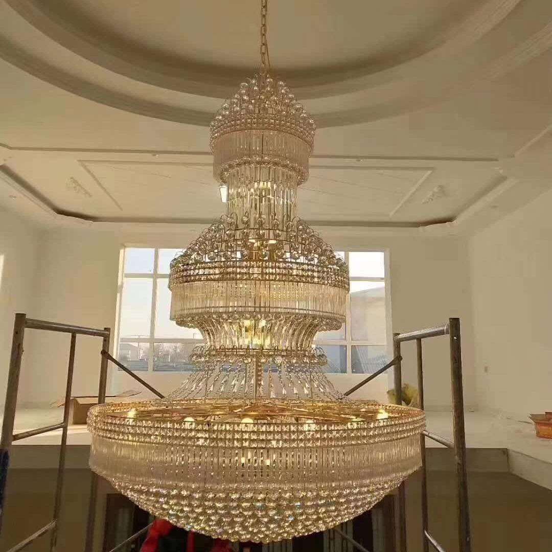 复式楼客厅吊灯楼中楼别墅客厅大吊灯酒店工程水晶灯豪华大厅灯 - 图1