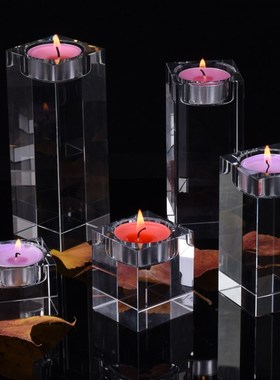 水晶蜡烛台摆件透明酥油灯座家x居求婚生日浪漫烛光晚餐ktv创意大
