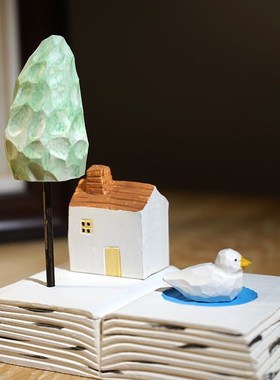 岁月静】手工木雕小爱治愈系办公室桌面工位装饰品物